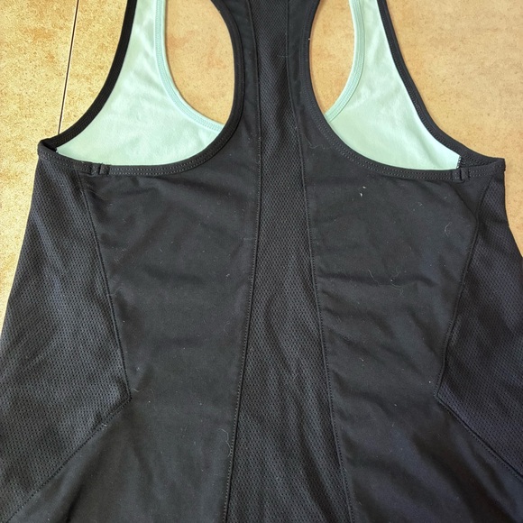 Lorna Jane Light Blue/Black Athletic Exercise Racerback Yoga Exercise Tank Top - Picture 5 of 9